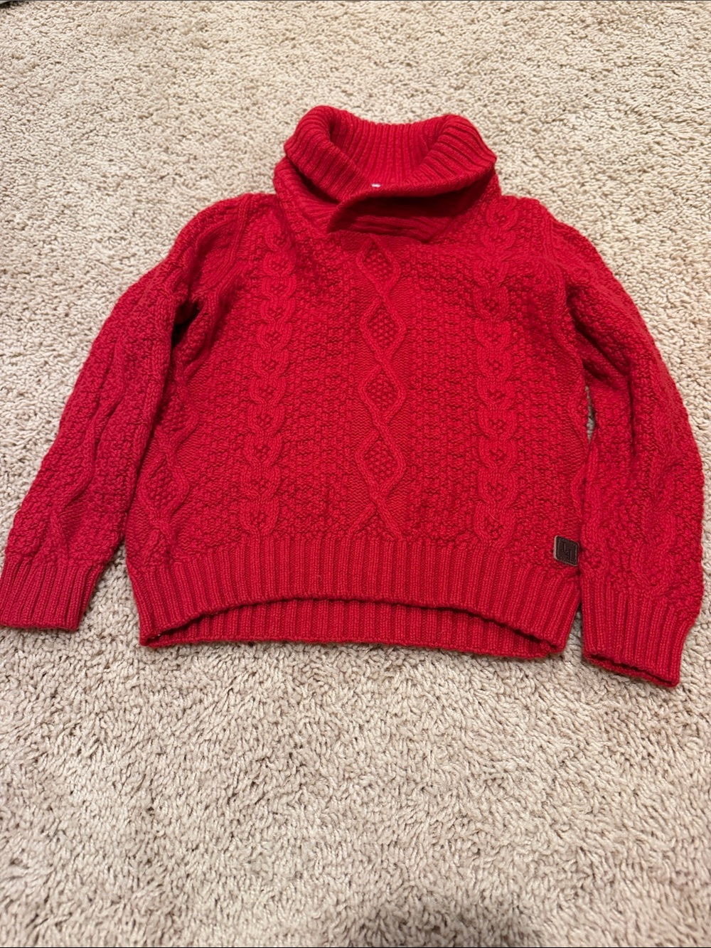 Janie and Jack Bright Red Cable Turtleneck Sweater